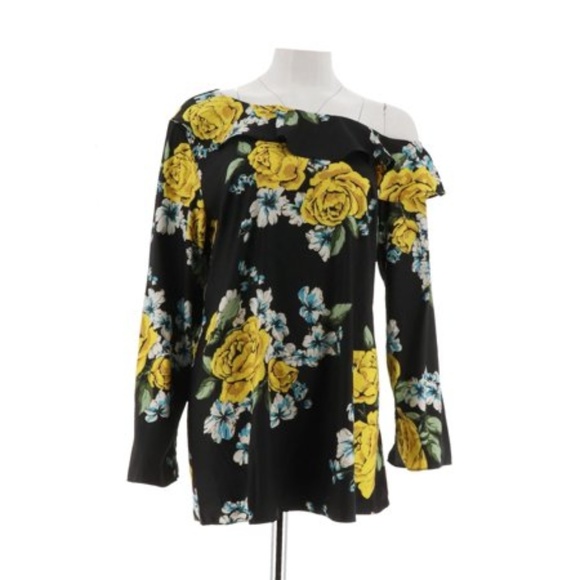 Du Jour One Shoulder Printed Top Ruffle Neckline - Picture 2 of 2